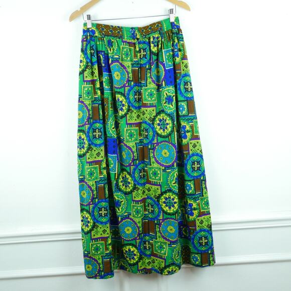 Vintage Medium Maxi Skirt Psychedelic Neon Multicolor Hippy Maximalist 60s 70s - Picture 6 of 9